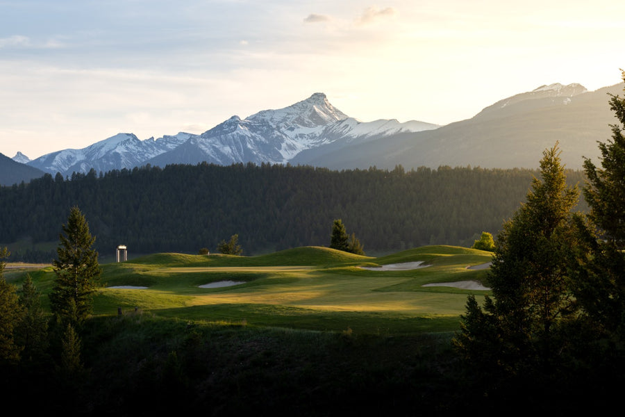 Mountain views over a golf course in the BC Rockies
